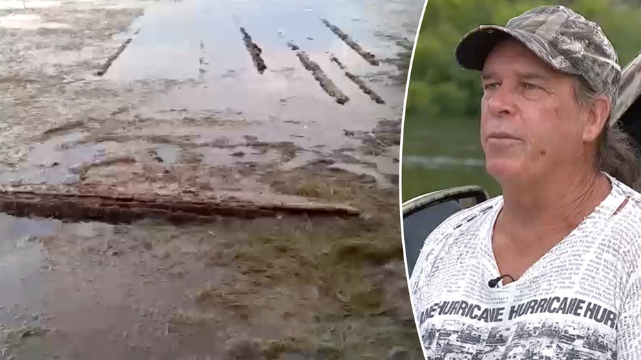 Man fishing with grandson uncovers mystery wreckage in mud flats, archaeologists investigating