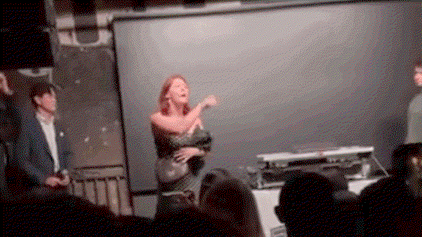 Protester storms DC party, flips off crowd as 'USA!' chants erupt amid Trump's AI push