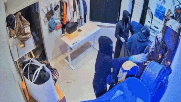 Video shows moment masked California burglars blitz high-end store, escape in luxury SUVs