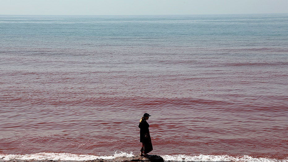 Wild viral video shows blood-red scenes covering island after rainstorm